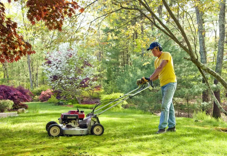 Lawn mower top wet grass
